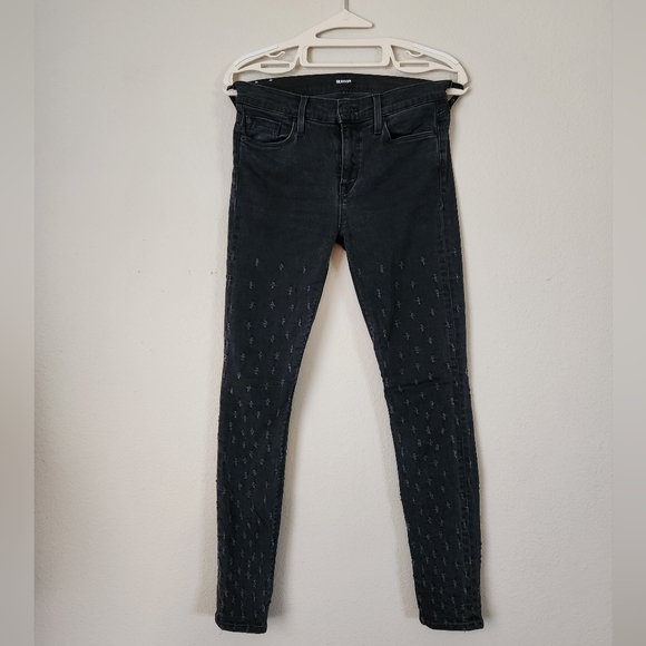 Hudson Jeans - size 26 Nico Midrise Ankle Black w/ hole pattern design down leg - Picture 2 of 12